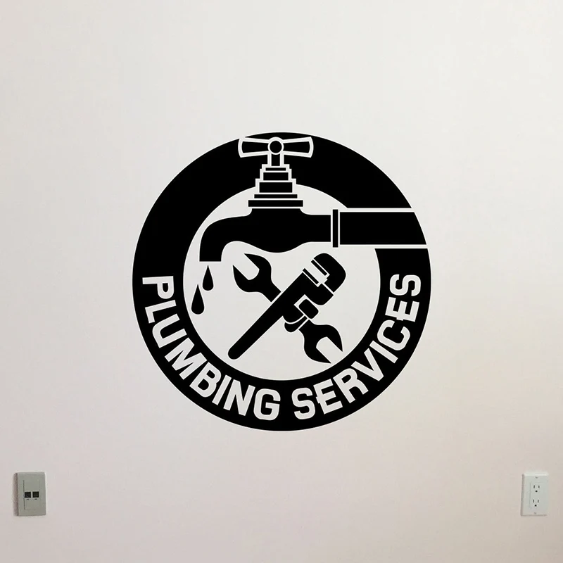 

Plumbing Services Wall Decal Mechanic Plumber Vinyl Sticker Garage Decor Pipeline repair Wall Art Mural L487