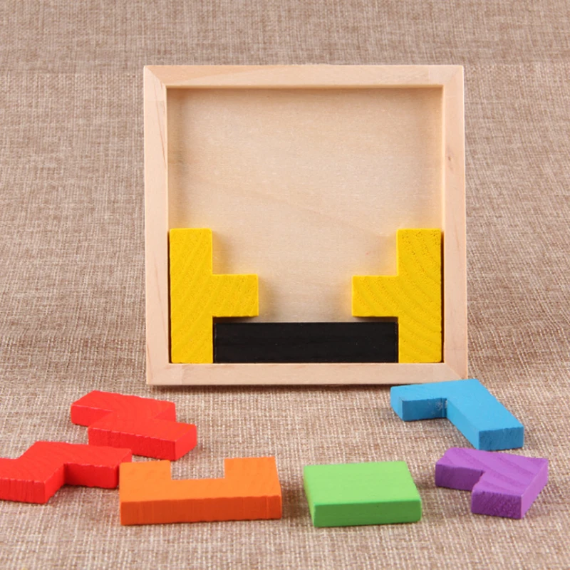 

Children Wooden Tetris Game Educational Toy Jigsaw Puzzle Toys Wood Tangram Brain-Teaser Puzzle Preschool Children Kids Toy