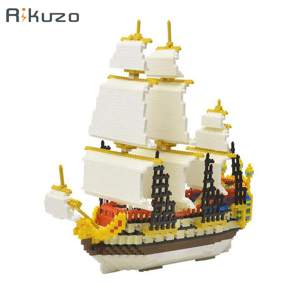 Nano Micro Blocks Diamond Rikuzo Pirate Ship Model Building Block Set 780pcs 