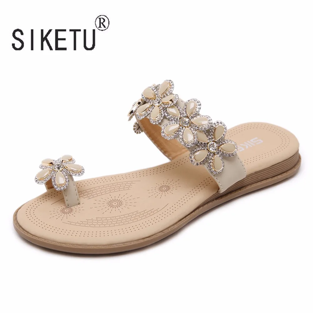 2021 New Korean  Comfortable Bohemian Women Sandals  Flowers 