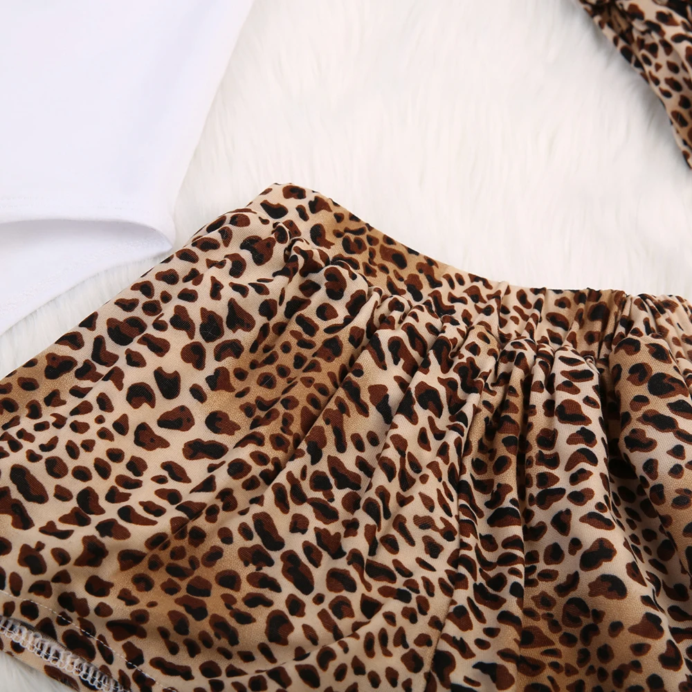 Для маленьких девочек топы одежда Детский комплект для девочек костюм трико леопардовая юбка повязка лето 3 шт. наряды Одежда Симпатичные
