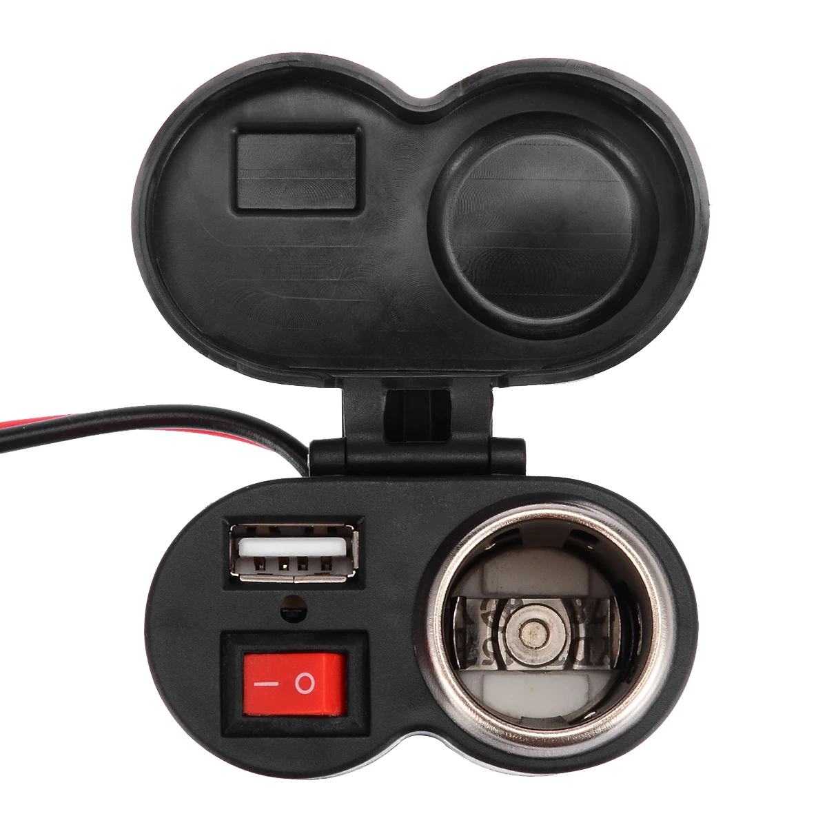 1pc 12V Motorbike Motorcycle Handlebar Cigarette Lighter Power Adapter Charger With 5V/1.5A USB Socket Waterproof Switch Cover