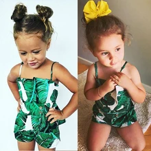 Puseky дети для маленьких девочек с цветочным ремень солнцезащитные комбинезоны без рукавов Ползунки комбинезон, одежда для подвижных игр наряды размеры От 2 до 6 лет