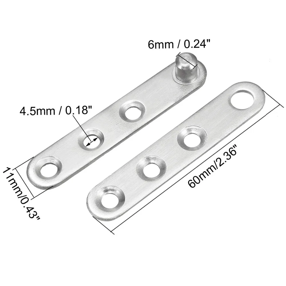 Stainless Steel Hinges 5 Sets 4 sets Stainless Steel 360 Degree Rotating Door Pivot Hinge 60mm x 11mm Brushed Silver