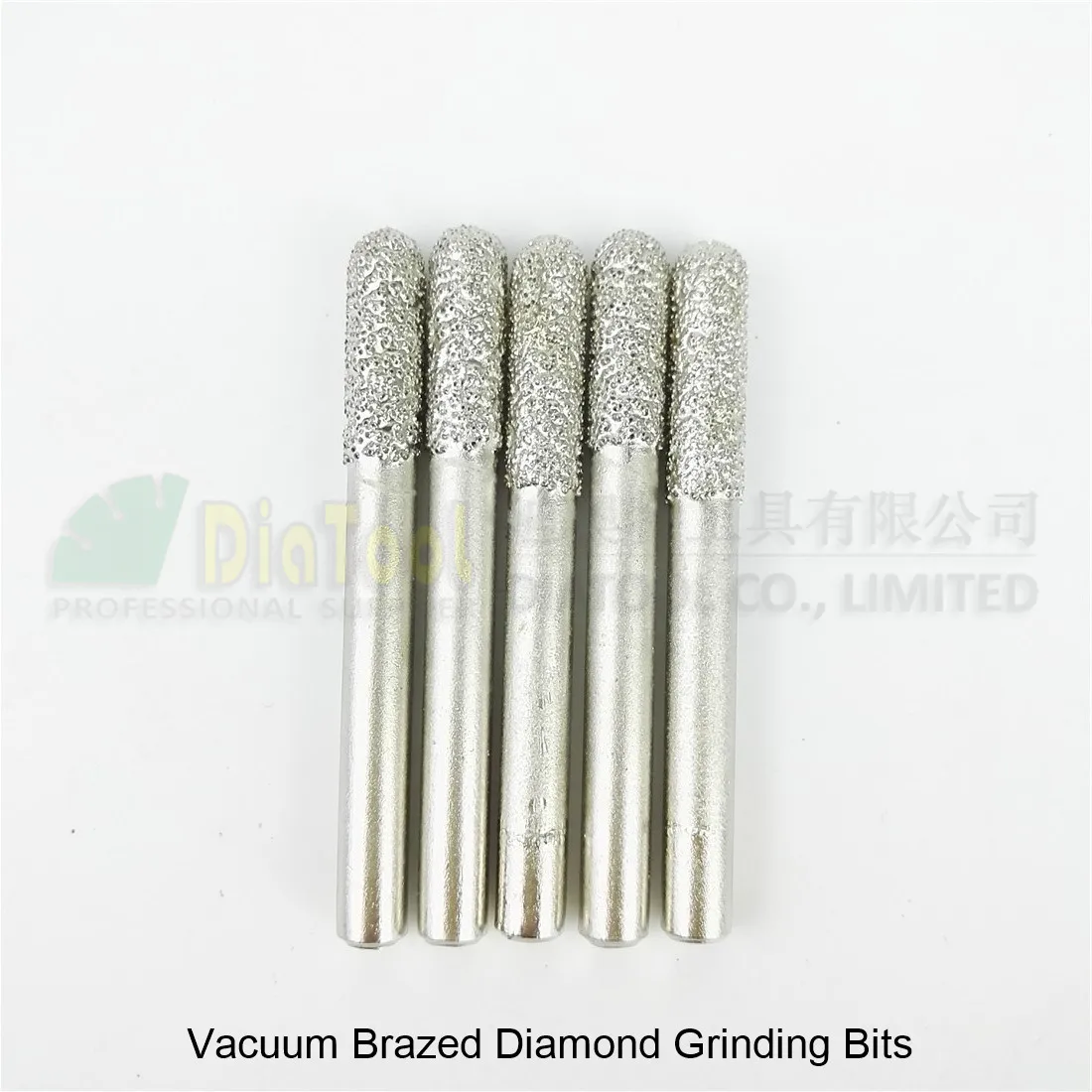 DIATOOL 5pk Diameter 6mm Diamond Burrs Cylinder Ball End Grinding Head Shank 6mm Cylinder Grinding Machine Grinding Attachments