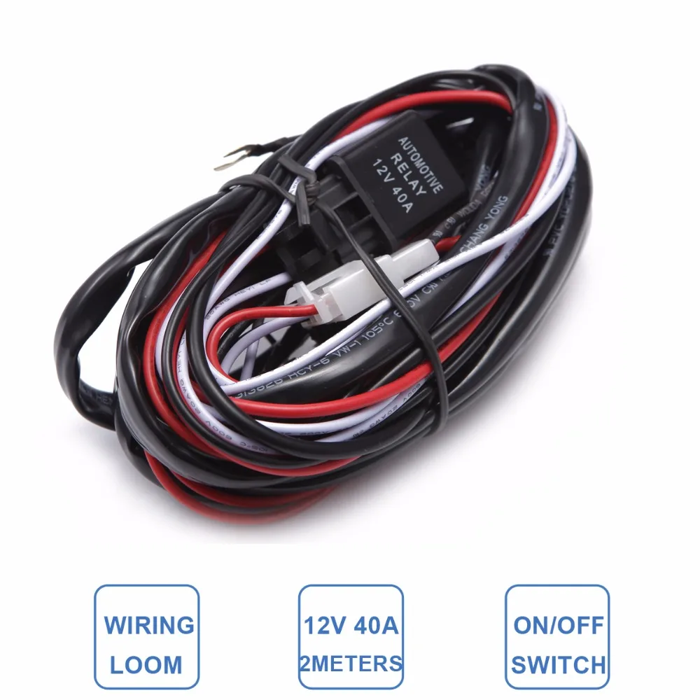 Car Light Wire Harness Loom Kit Offroad LED Worklight Bar Driving Refit font b Lamp b