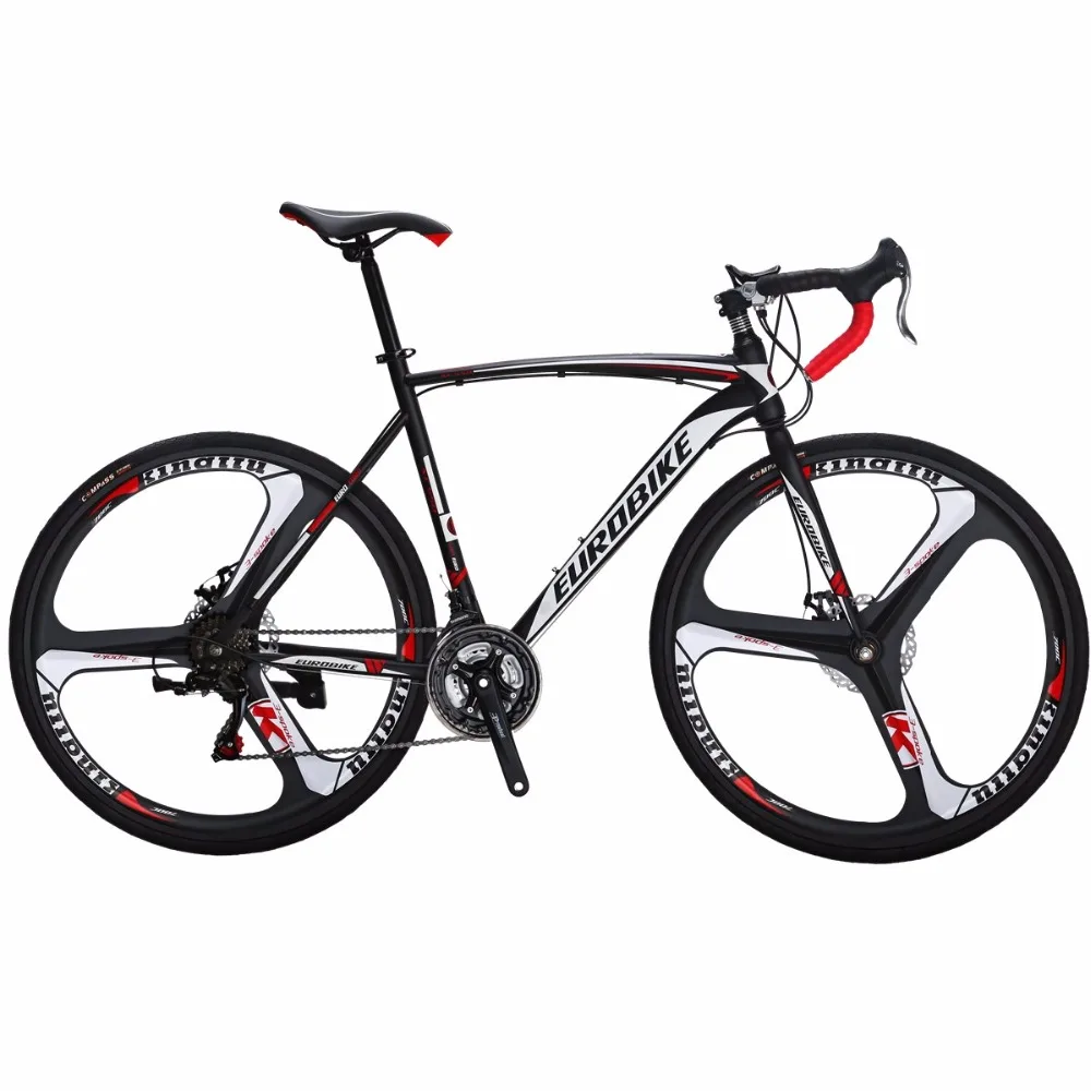 EUROBIKE Road Bike 21 Speed 700C Bicycle Dual Disc Brake Frame size 54cm 3-Spoke Bike