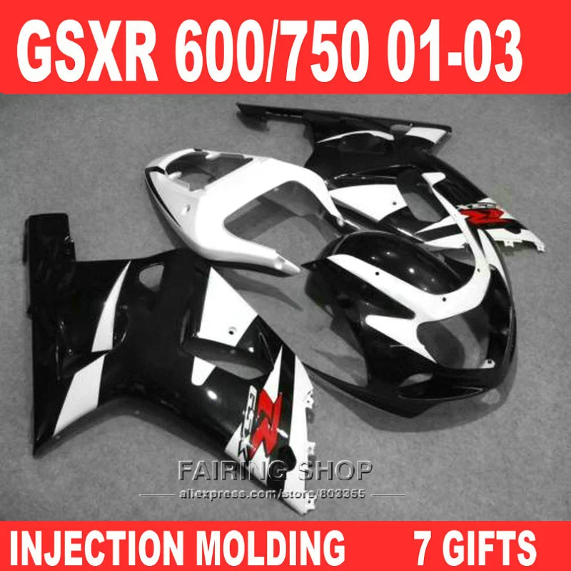 Мото обтекатель комплект для Suzuki gsxr600 750 2001 2002 2003 (черный белый) 01 02 03 литья под давлением обтекатели стикер бесплатная n42 не Мото обтекатель комплект для Suzuki gsxr600 750 2001 2002 2003 (черный белый) 01 02 03 литья под давлением обтекатели стикер бесплатная n42 не