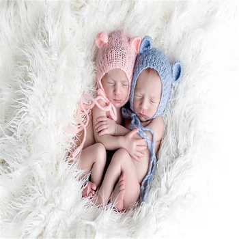 

Full moon baby handmade bear hair hat newborn photography props clothing photo props cap newborn photography props hat mohair