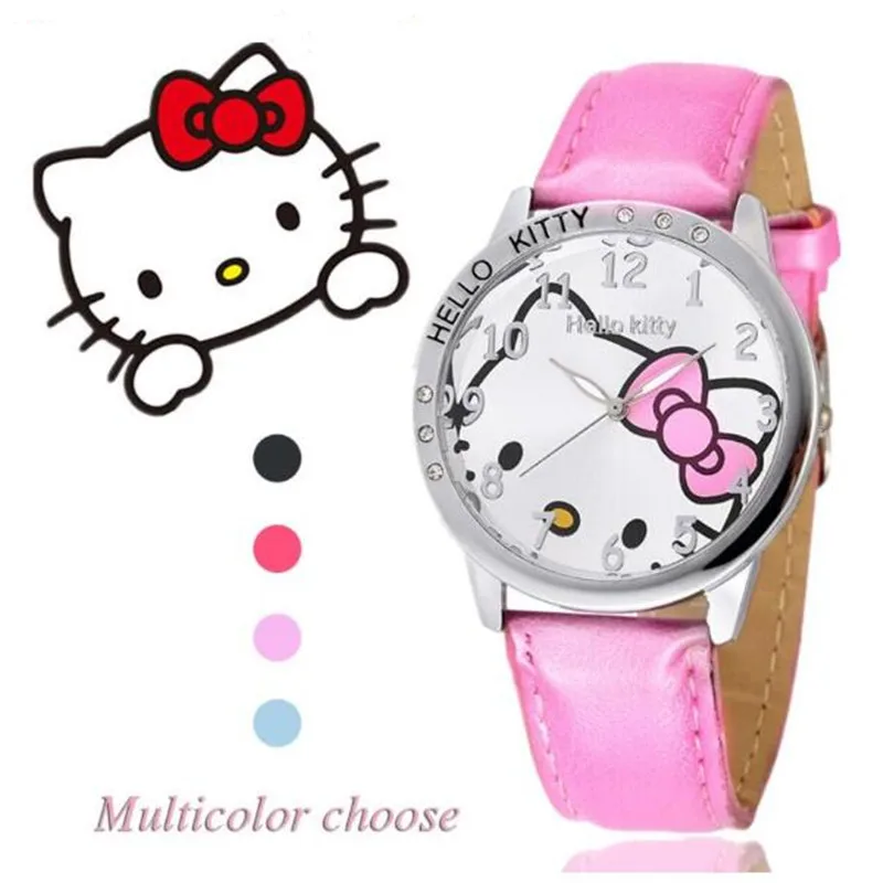 NEW Cartoon Child Watches Cute Watch Rhinestone Kid Girls Fashion Mujer Relojes Quartz Women Crystal Relogio Leather Strap Clock