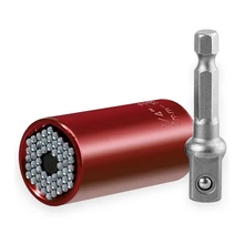 Universal Torque Wrench Magic Spanner Grip Multi Function Universal Ratchet Socket 7-19Mm Power Drill Adapter Hand Tools(Red