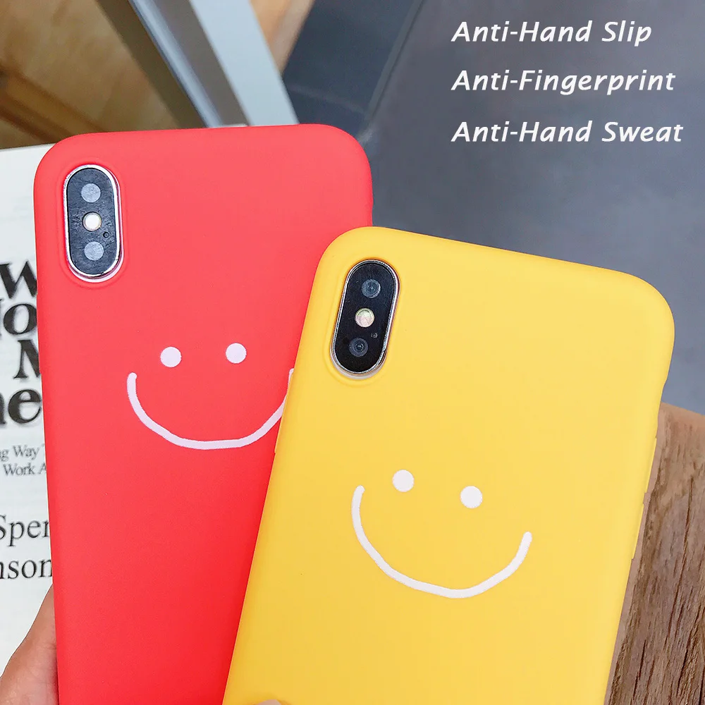 KIPX1083_3_JONSNOW Phone Case for iPhone X XR XS Max Candy Color Smiley Pattern Soft Silicone Case for iPhone 7 8 6S 6 Plus Back Cover