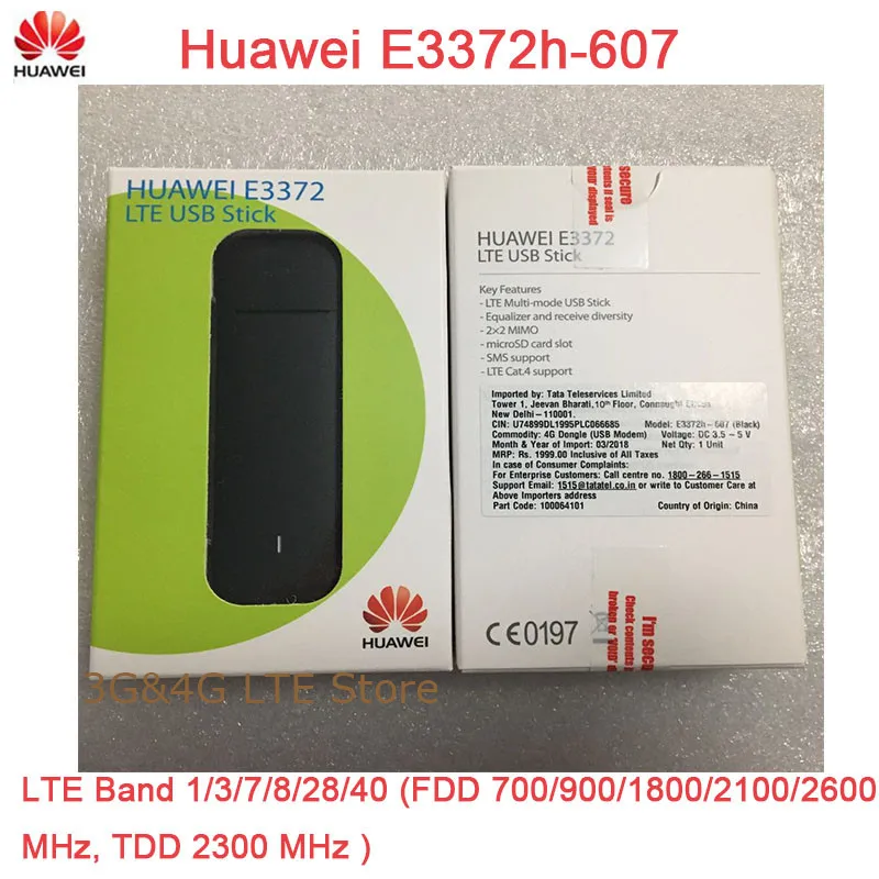 

Unlocked Huawei 4G USB Modem E3372 E3372h-607 4G LTE 150Mbps USB Dongle 4G USB Stick Datacard