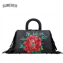 Новые женские сумки из натуральной кожи с ручной росписью цветы модные роскошные сумки с кисточками женские сумки дизайнерские женские кожаные сумочки