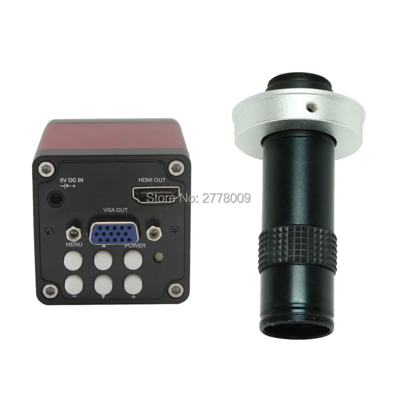 

Full HD HDMI VGA Dual Output Industrial Microscope Camera + 5X-100X Large Field of View High Working Distance C-mount Lens