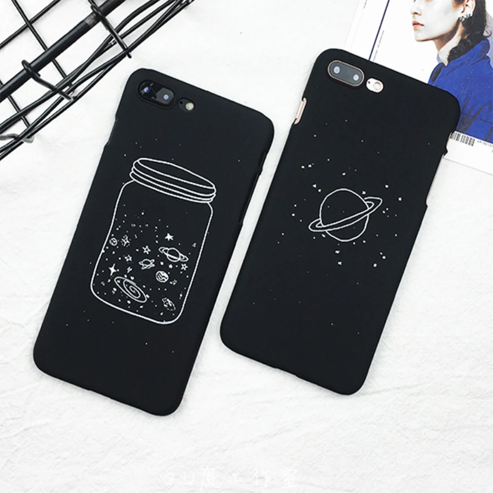 

Fashion Coque Cartoon Wishing Bottle Planet Moon Phone Case For Funda iPhone 5 5S SE Starry Sky Black Soft TPU Cases