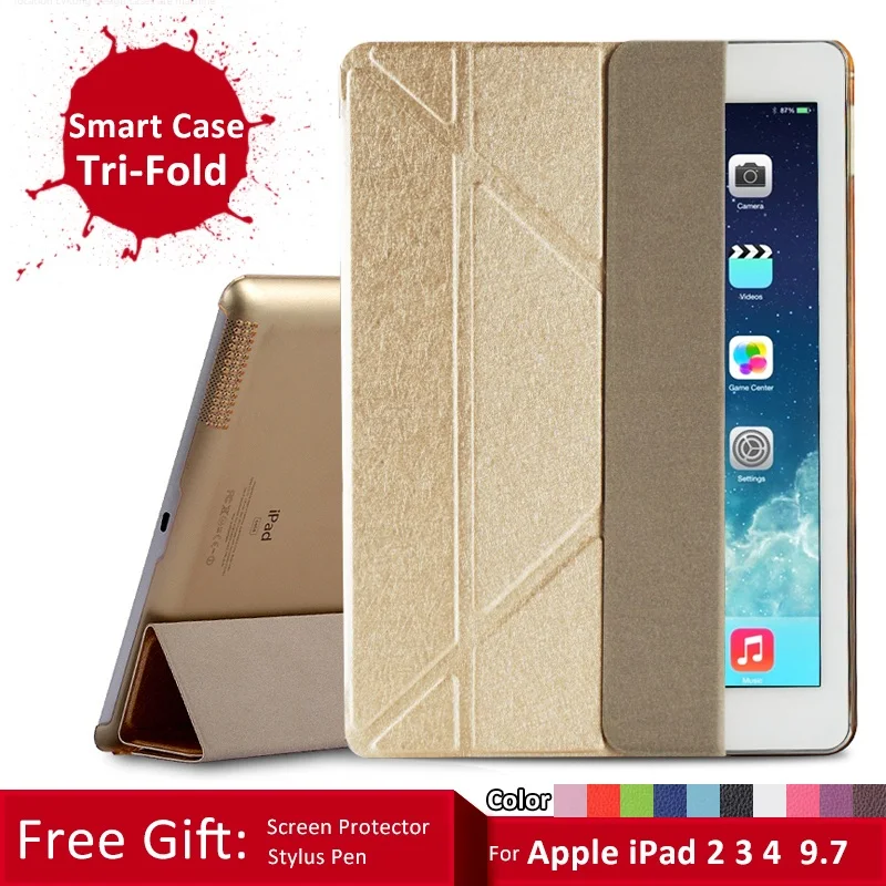 Case For Ipad 2 3 4, Garunk Trifold Smart Wake Sleep Leather Cover