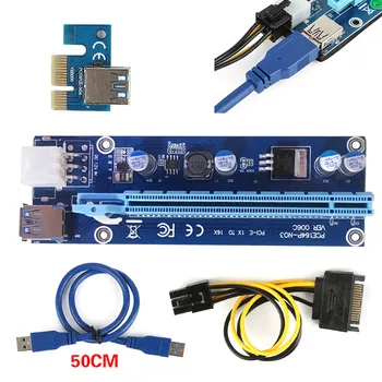 

PCI-E 1x to 16x Mining Machine Enhanced Extender Riser Card Adapter with 50cm USB 3.0 & SATA Power Cable left/right
