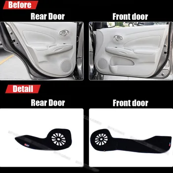 

4pcs Fabric Door Protection Mats Anti-kick Decorative Pads For Nissan Sunny 2011-2015