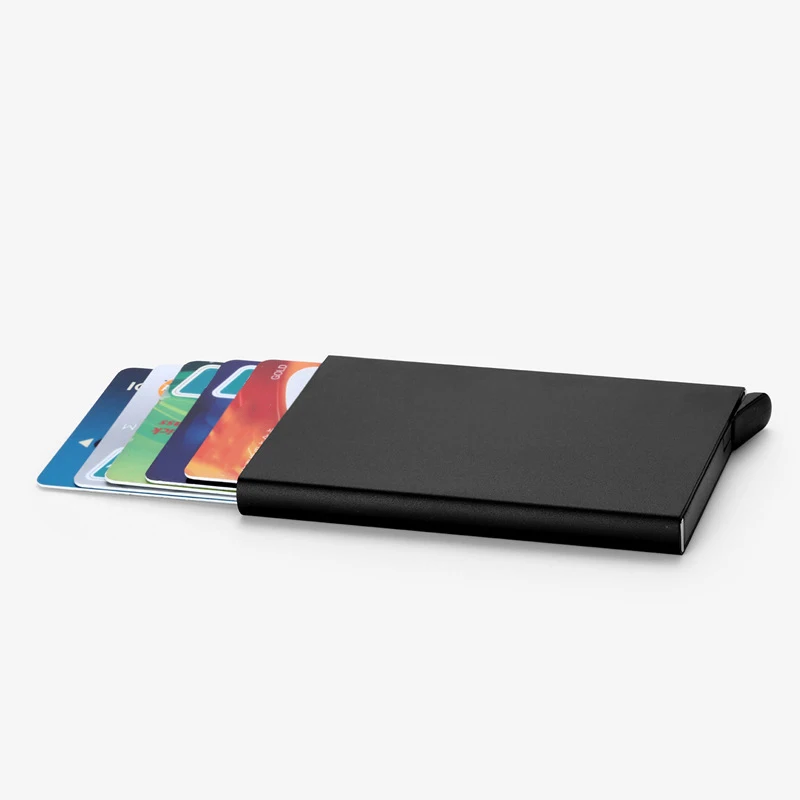 Автоматическая Silde алюминий ID наличные держатель для карт для мужчин бизнес RFID Блокировка кредитной карты протектор чехол