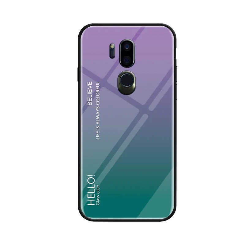 Чехол Haissky из закаленного стекла с градиентом для LG G7 ThinQ модный Радужный жесткий