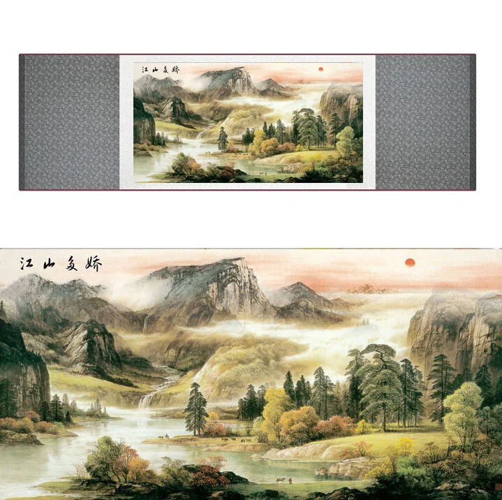 

Mountain and River art painting Chinese traditional landscape mountain and river painting Chinese Wash painting