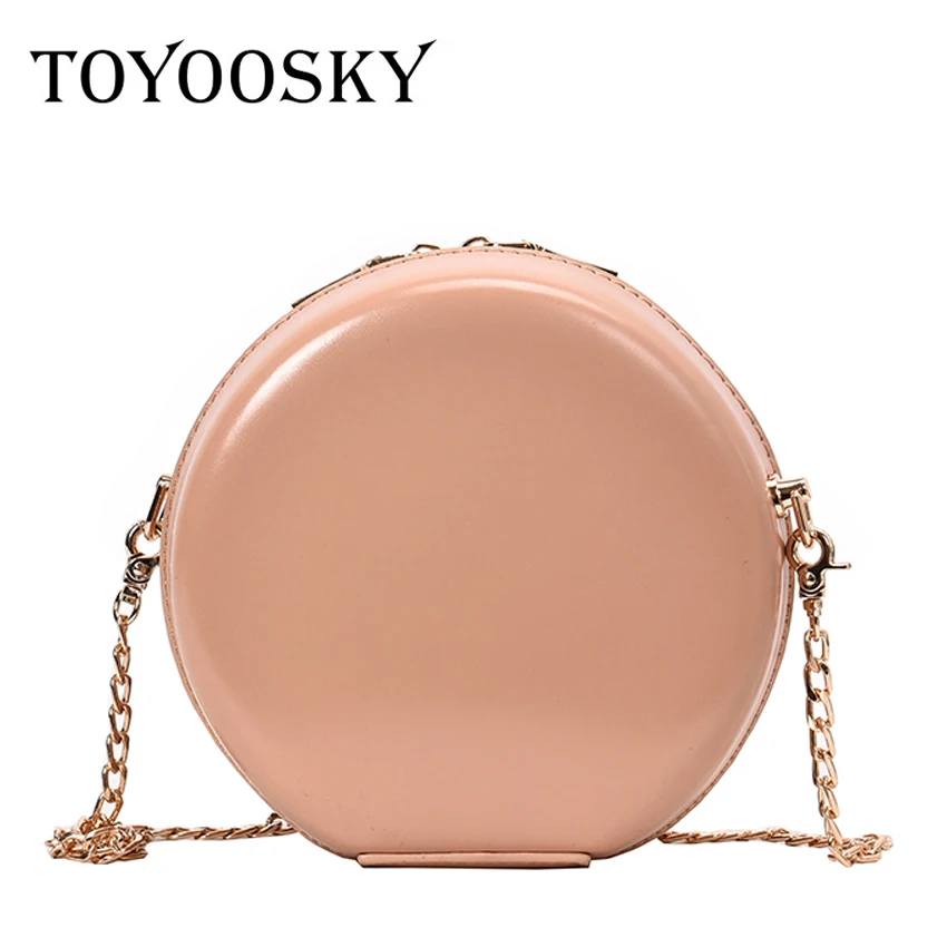 TOYOOSKY عارضة جولة Crossbody حقائب للنساء حقائب بو الجلود دائرة حقيبة ساع الصلبة السيدات التعميم البسيطة محفظة