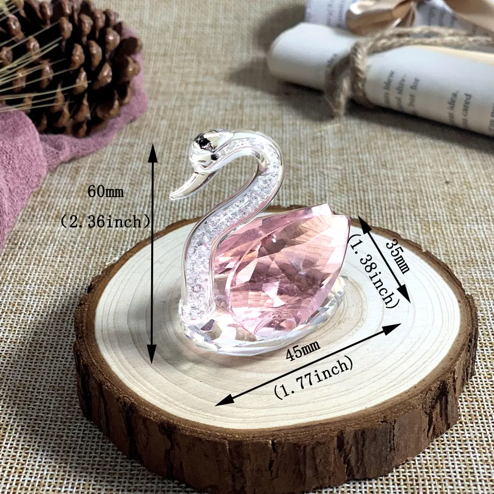 5 Colors Cute Swan Crystal Figurines Glass Ornament Collection Diamond Swan Animal Paperweight Table Craft Home Decor Kids Gifts