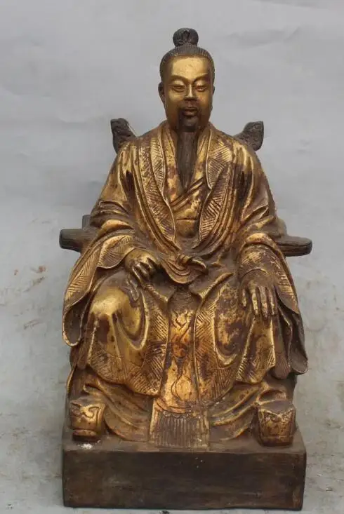 

S5146 12Chinese Bronze Gilt Taoism The Tai-Chi Master Zhang Sanfeng Buddha Statue