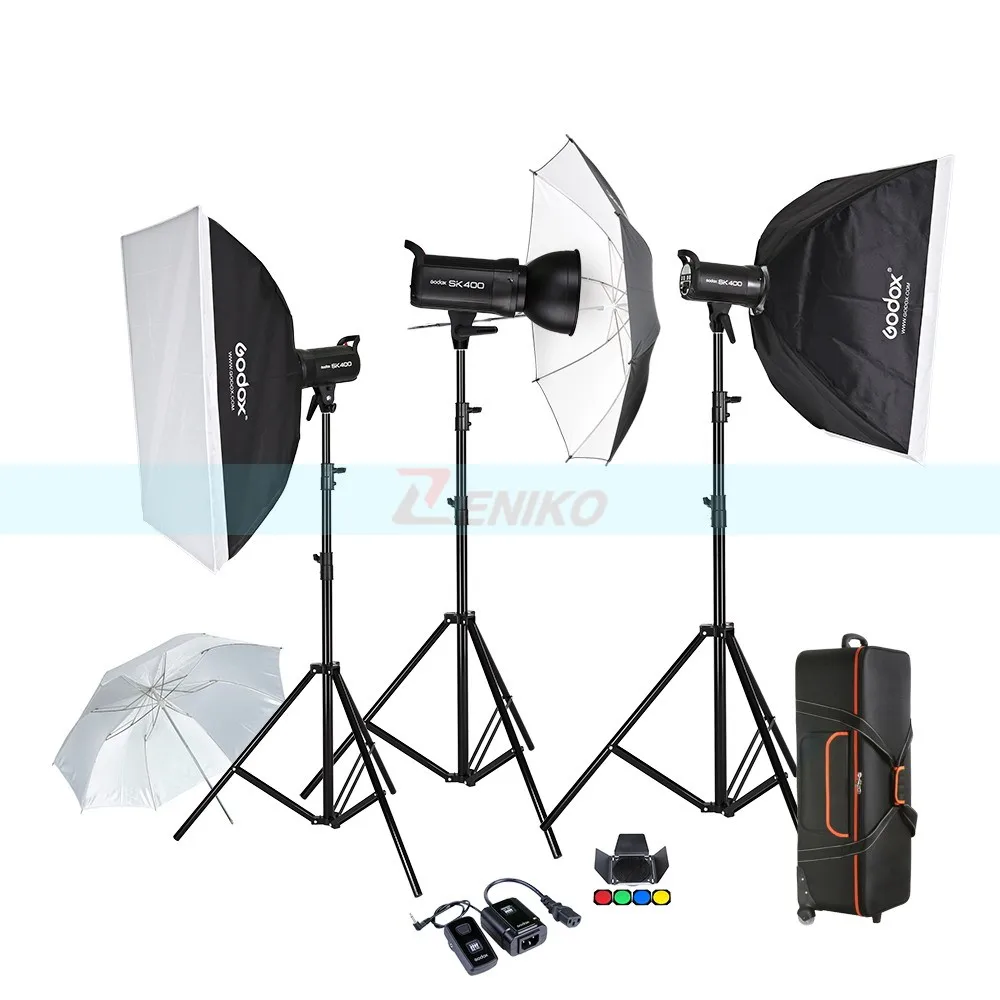 

Free DHL Godox SK400 3 x 400W Compact Photo Studio Flash Lighting set Digital Photography Strobe Light & Softbox Portrait Kit