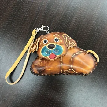 

Cowhide Handmade Cartoon Coin Bag Animal Puppy Leather Purse