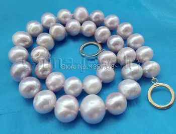 

bjc 000131 12-16mm purple round freshwater pearl necklace -14k gold filled clasp