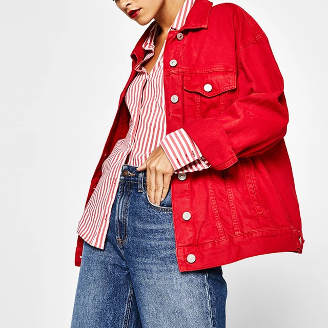 Premium Pink Denim Jacket Women 2018 Autumn Winter Casual Long Sleeve