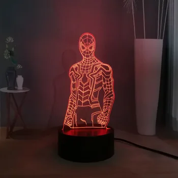 

Drop Shipping Spider-Man RGB Multicolor USB Touch LED Baby Sleep Night Light Holiday Atmosphere Light Kids Birthday Gift Toy