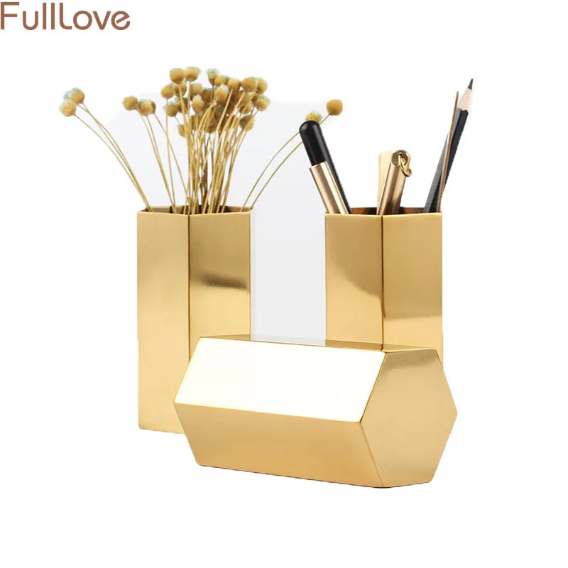 5.5*10.6cm Gold Pen Holder 2018 Nordic Stainless Steel Desk Organizer