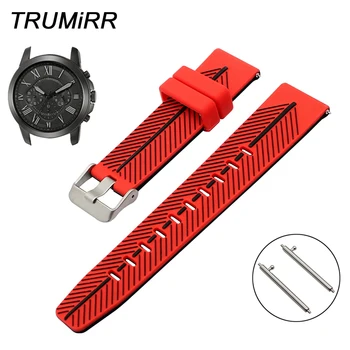 

Double Color Silicone Watchband for Fossil Q Founder Wander Crewmaster Grant Marshal Quick Release Watch Band Rubber Wrist Strap