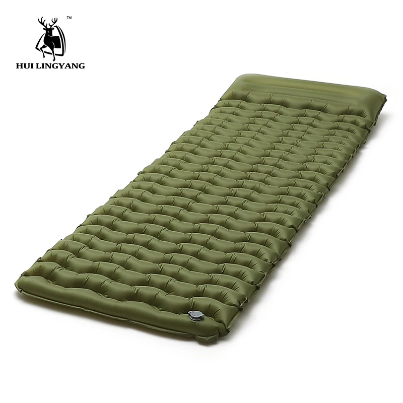 خفيفة في الهواء الطلق نفخ وسادة النوم التخييم حصيرة النايلون TPU وسادة النوم المحمولة فراش مع وسادة