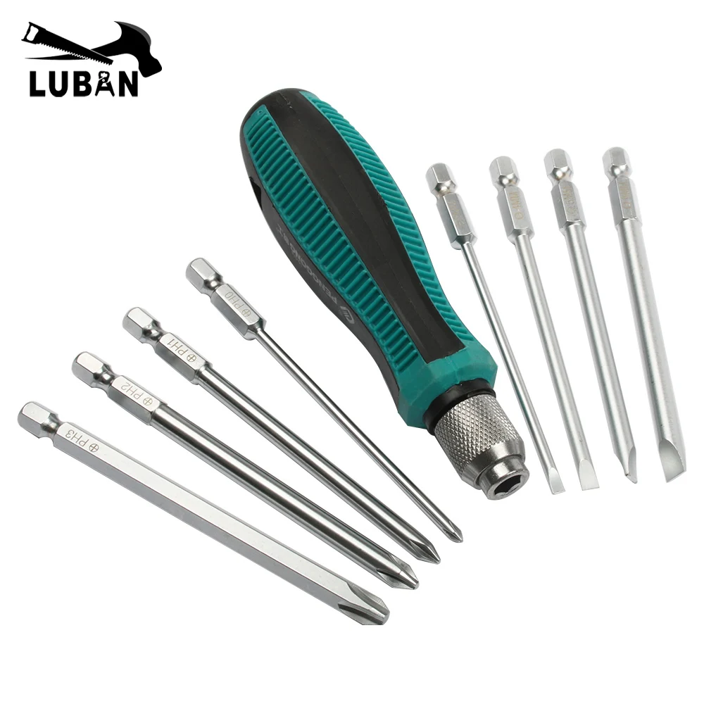 

9pcs/set Precision Screwdriver Bit Set NO.8108 9 IN 1 Screwdrivers Kit Bag 8 Insert Bits+1pcs Rubber Handle Hand Tool Set