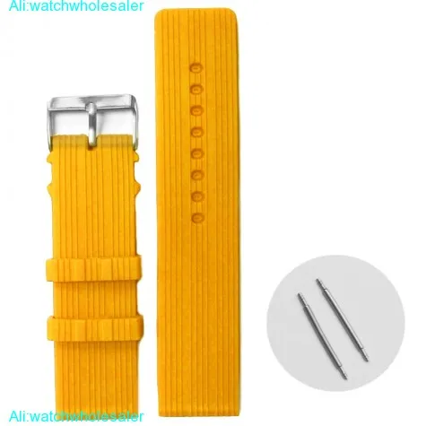24mm Mango Yellow Silicone Jelly Rubber Ladies Watch Band Straps WB1071C24JB