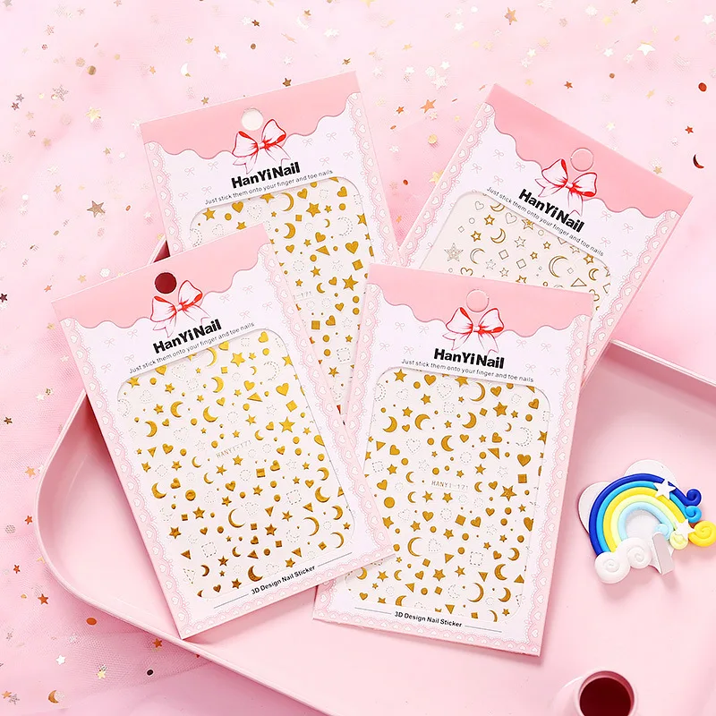 Милые сережки в форме сердца звезды ногтей Стикеры s пуля журнал Kawaii декоративные