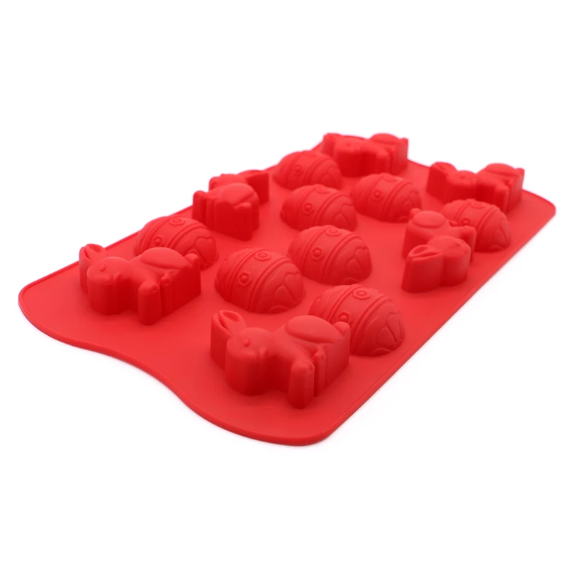 

14 Holes Halloween FDA Silicone Red Rabbit Shape Chocolate Mold Hollow Kitchen Ice Cream Tray Cube Cake Molds Baking Tools
