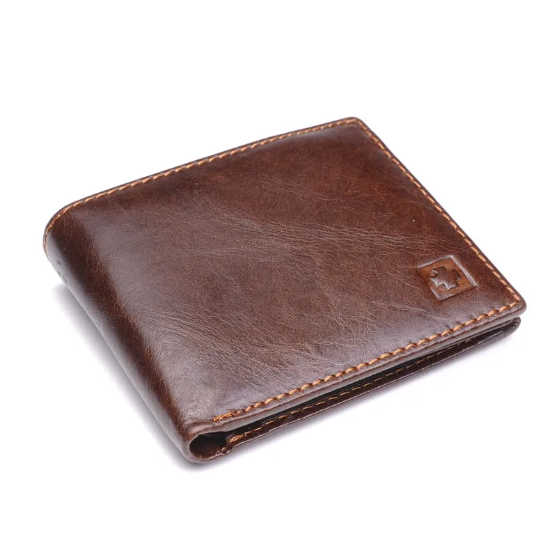 

100% Genuine Leather Wallet Men New Brand Purses For Men Black Brown Bifold Wallet 2019 RFID Blocking Wallets With Gift Box