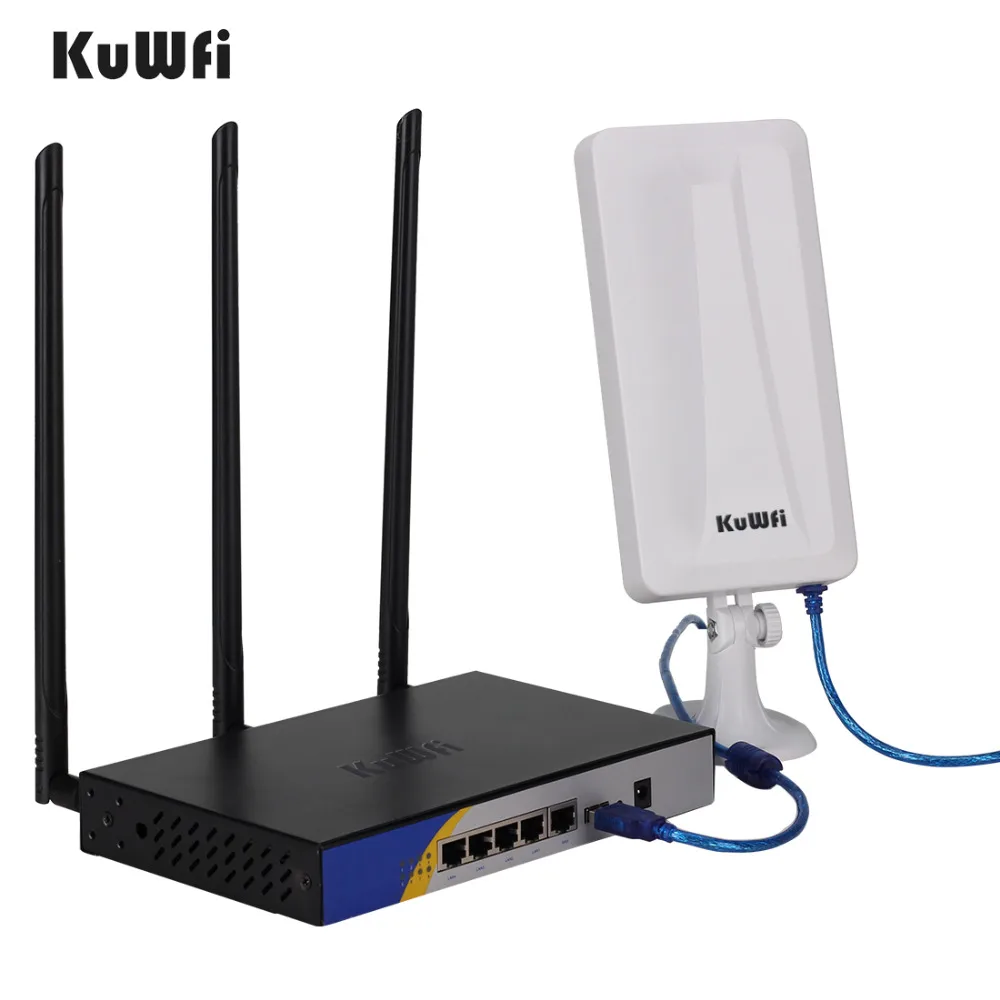 

KuWFi 300mbps High Power OpenWRT Preloaded Wireless Router Metal case USB interface for wifi usb adapte repeat longer distance