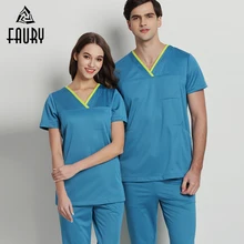 «Унисекс» с принтом медсестры Хирургическая Одежда, больница короткий рукав с круглым вырезом летние медицинские комбинезоны стоматологическая клиника рабочая одежда на каждый день, комплект одежды