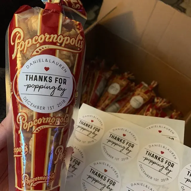 Наклейки на заказ спасибо за попкорн свадебные подарочные наклейки уплотнения