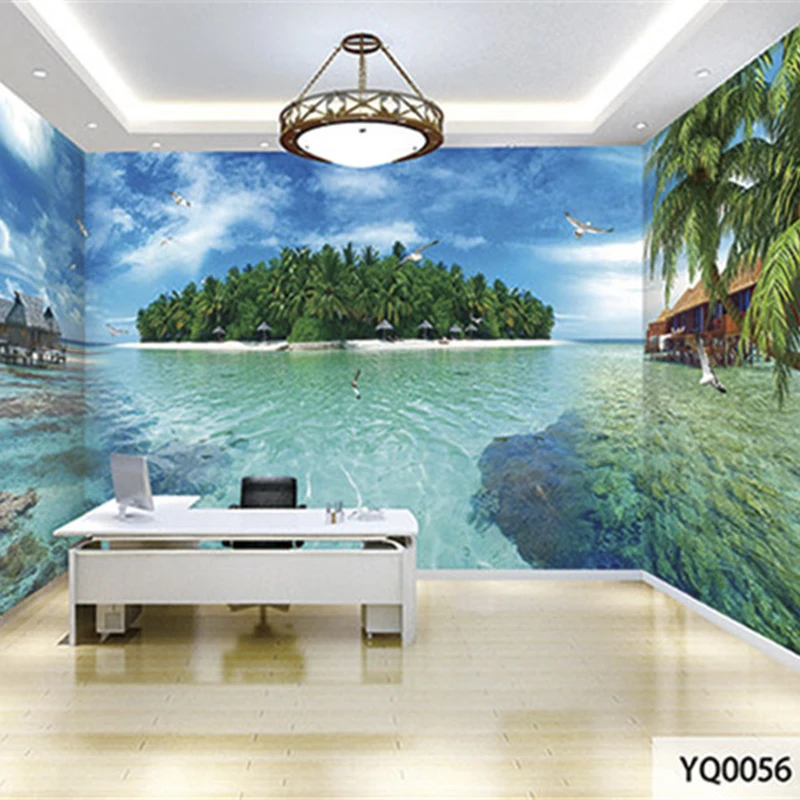 

Custom 3D Print DIY Fabric &Textile Wallcoverings For Walls murals scenery Matt Silk For Living Room Nature Bird Ocean Sky Cloud