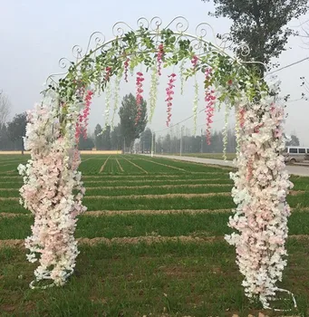 

European style White iron Bridal Arch Frame Background Decoration Cherry Blossom Flower Stand Door Wedding Party Props