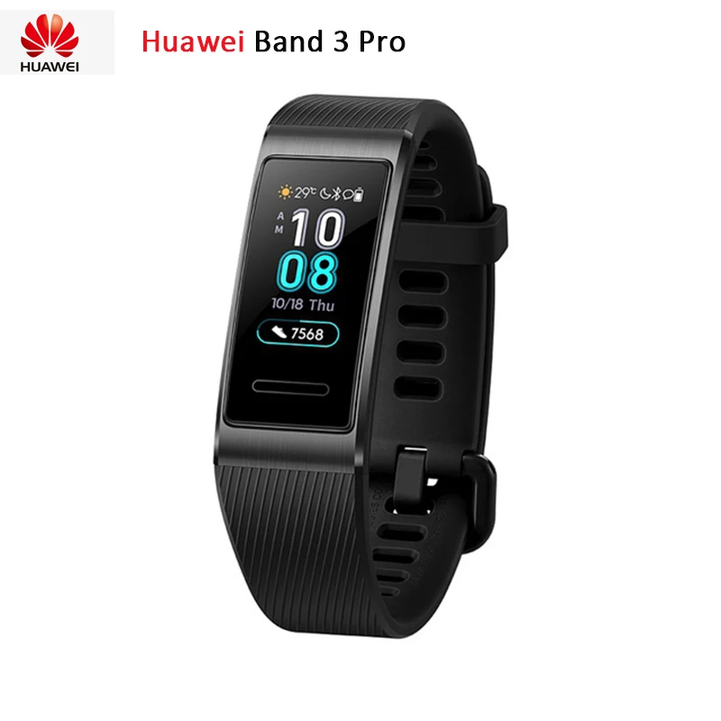 Смарт-браслет huawei Band 3 Pro, gps, металлическая рамка Amoled, полноцветный дисплей, сенсорный экран, датчик сердечного ритма, датчик сна