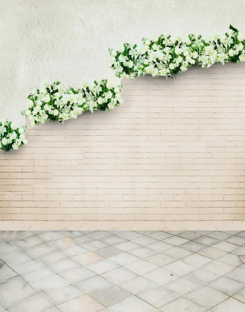 

5x7ft Brick Wall Flowers Photography Backdrops Photo Props Studio Background