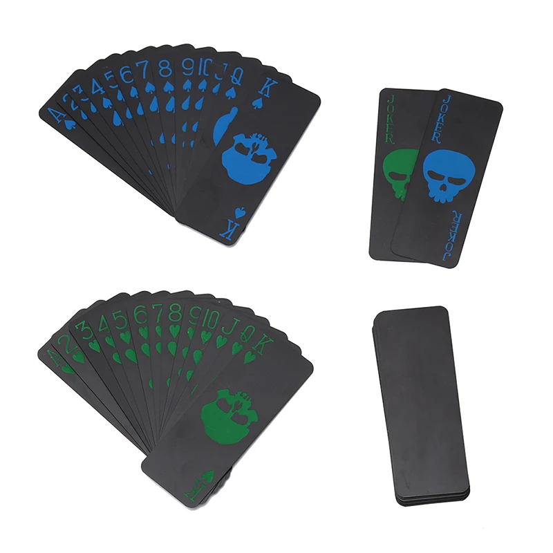 

55pcs/set Waterproof Plastic Pvc Playing Cards Black Cool Entertainment Skull Poker Cards
